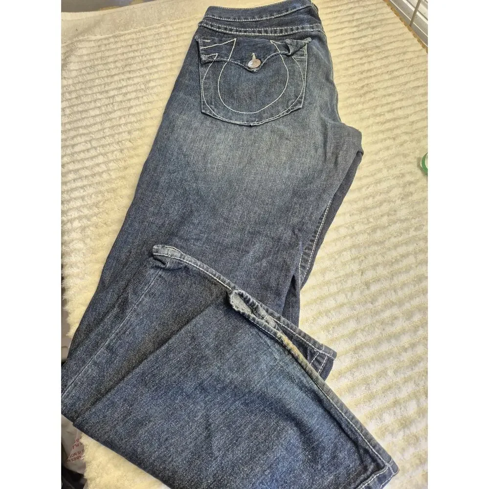 True Religion Dark Wash Billy Seat 34 Horseshoe Flap Pockets Stylish Fit 38x29
